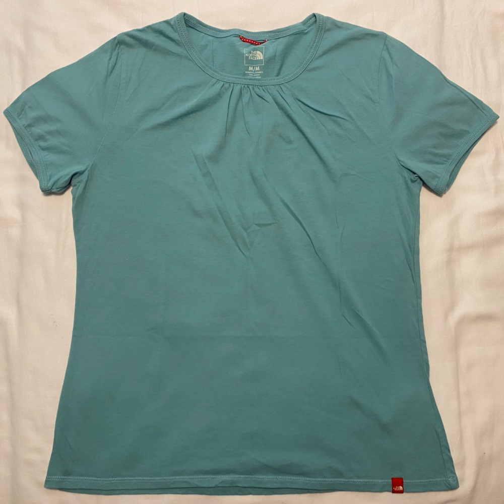 New Ladies’ M The North Face Light Teal Cotton Short Sleeve T-shirt